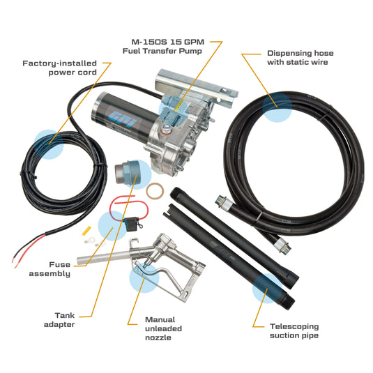 110000-99 M-150S-MU 12V,15 GPM PUMP, HOSE, NOZZLE EA