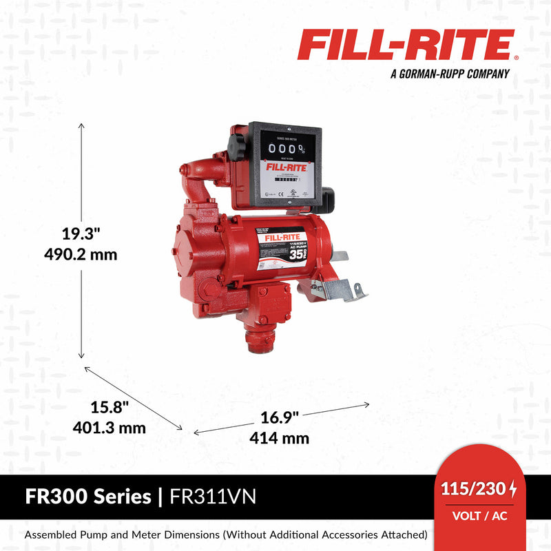 Load image into Gallery viewer, FR311VB 115 VOLT FILLRITE HIGH SPEED WITH METER, 1&quot; x  18&#39; HOSE,  HI FLOW AUTO DIESEL NOZZLE
