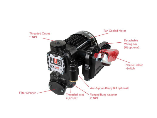 EX140 K150 METER HOSE W/NOZZLE PIUSI 120V 37GPM PUMP FULL PKG EA