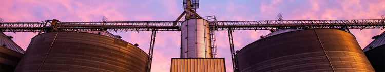 CHS Grain Storage Silos at Sunset